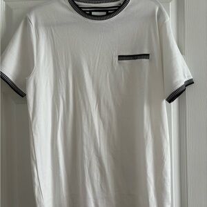 White T-Shirt with Black Accents
